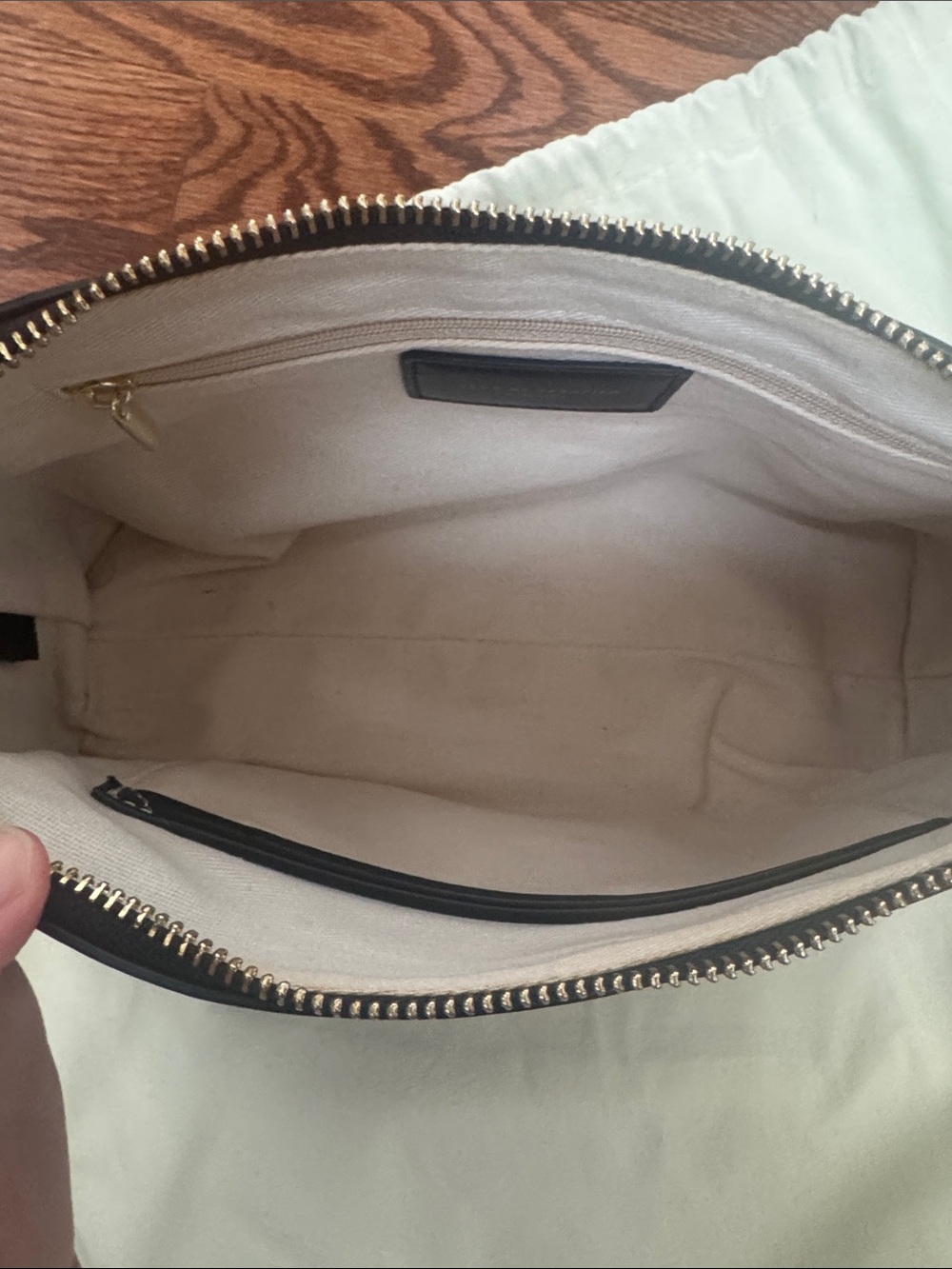 Black Leather Shoulder Bag with Gold Hardware - Picture 6 of 7
